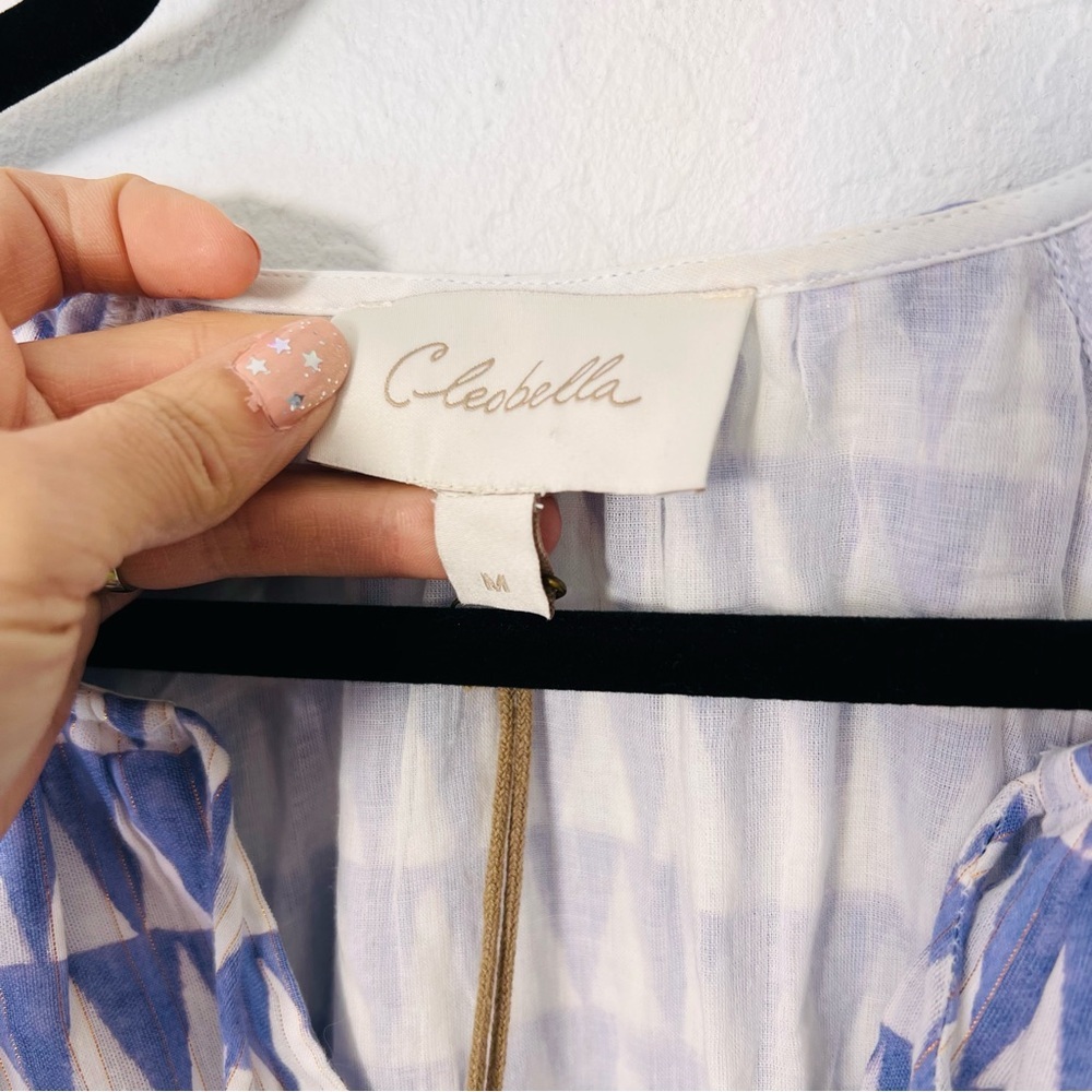 Cleobella Lavender & White Printed Flutter-Sleeve Tiered Dress - Picture 7 of 14